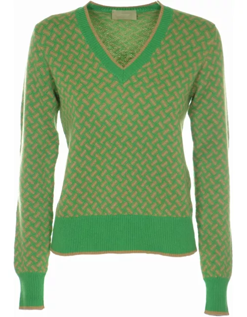 Drumohr V-neck Patterned Rib Sweater