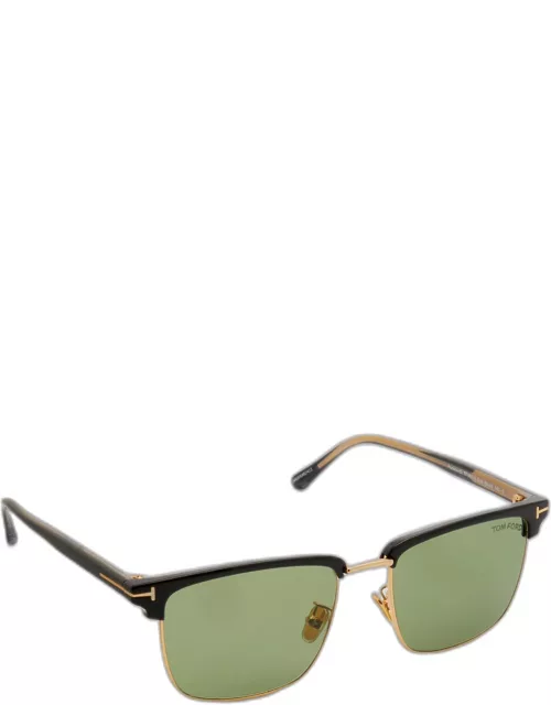 Men's FT0997-Hudson Half-Rim Square Sunglasse