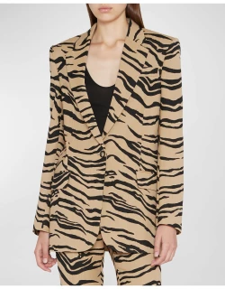 Tiger Print Jacquard Blazer Jacket