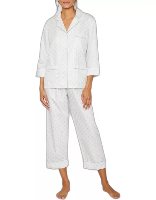 Printed Cropped Cotton Pajama Set