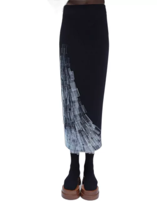 Transparent Embellished Fitted Skirt