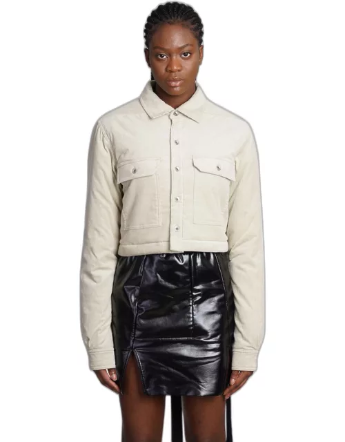 DRKSHDW Cropped Outershirt Casual Jacket In Beige Cotton