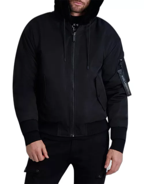 Men's Reversible Bomber Jacket w/ Faux Fur