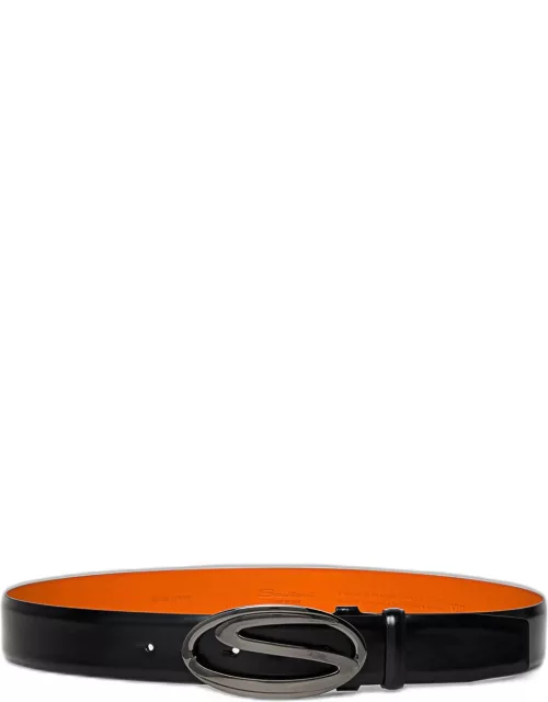 Men's Oval S-Logo Cuttable Leather Belt