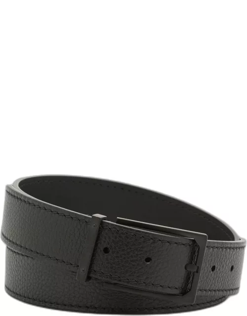 Men's Rectangle Buckle Leather Belt