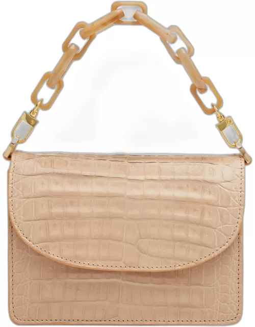 Valencia Crocodile Chain Top-Handle Bag