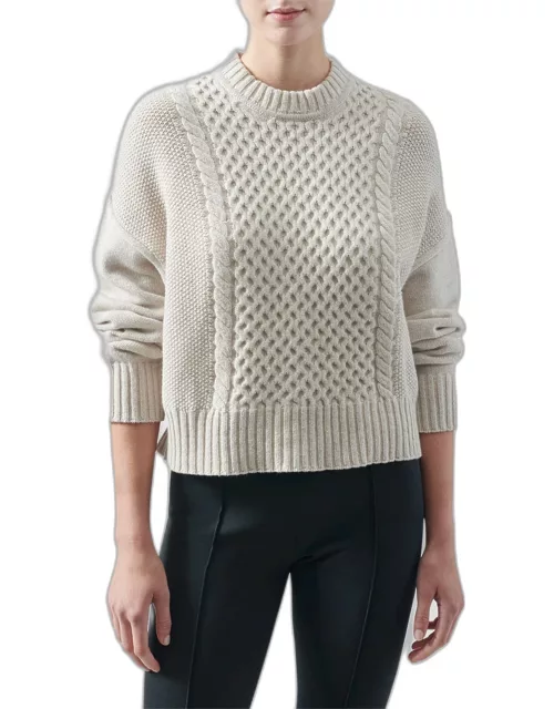 Cable-Knit Wool Crewneck Sweater