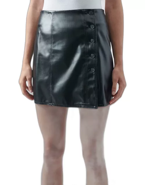 Vegan Leather Mini Wrap Skirt