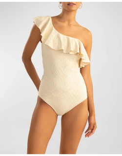 One-Shoulder Ruffle One-Piece Swimsuit