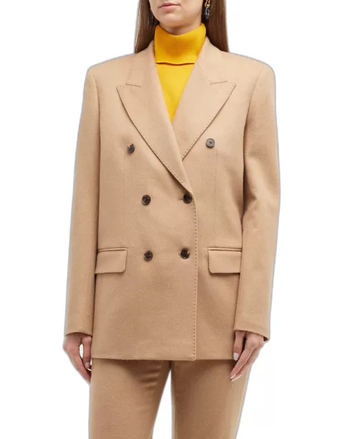 Double-Breasted Camel Hair Blazer