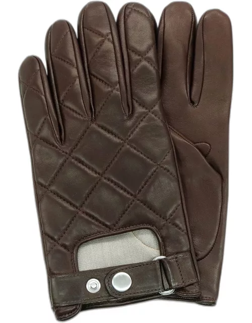 Men's Diamond-Quilted Leather Driving Glove
