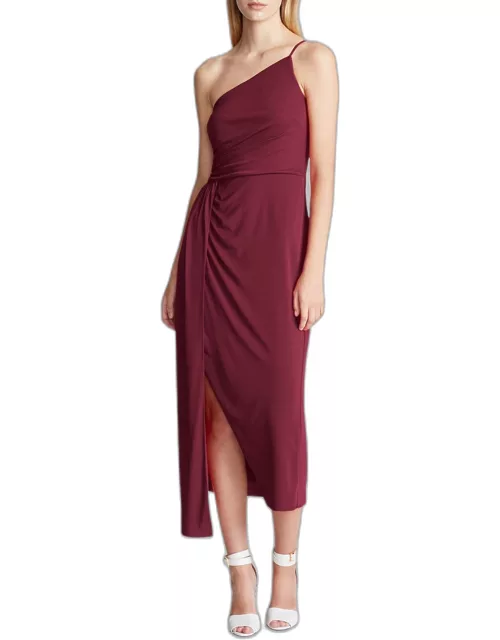 Camille Jersey Midi Dress with Ruched Detai