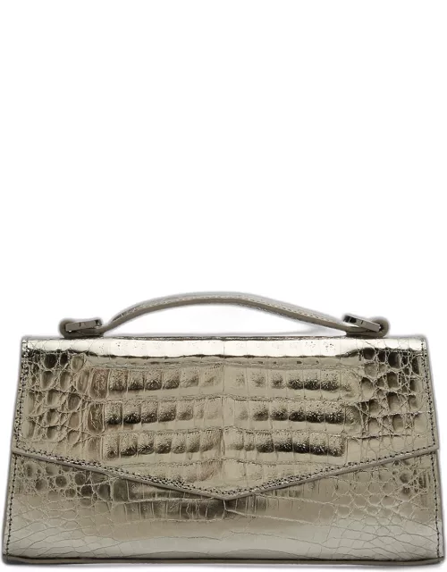 Alice Metallic Crocodile Top-Handle Bag