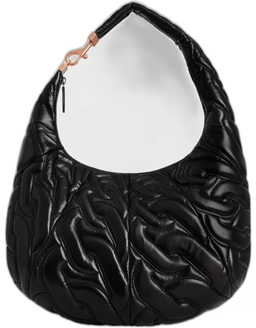 Chain-Quilt Leather Hobo Bag