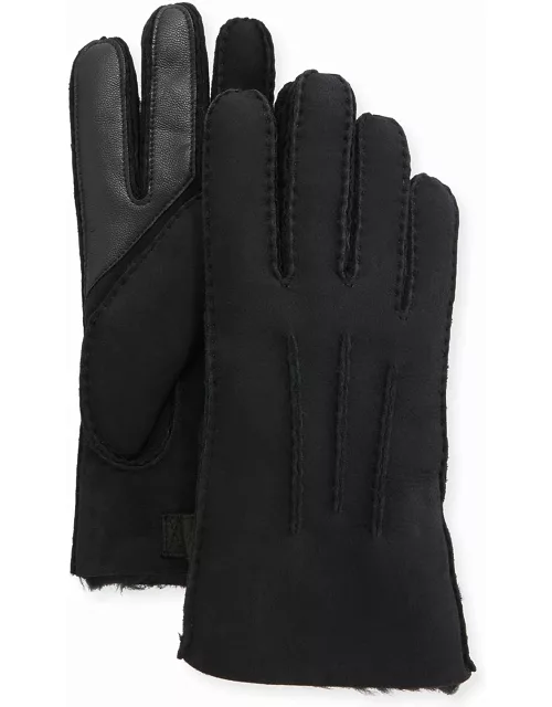 Men's Three-Cord Contrast Sheepskin Glove