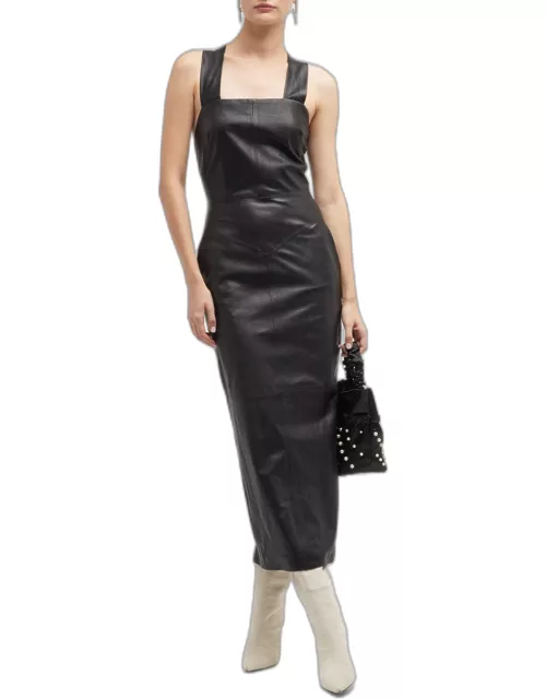 Clement Sleeveless Leather Maxi Dres