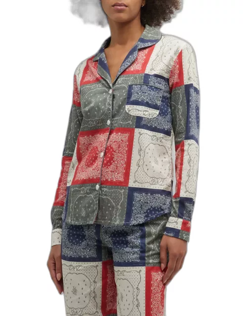 Patchwork Bandana-Print Cotton Pajama Set