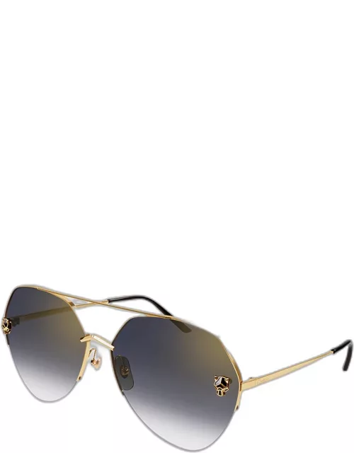 Panther Rounded Geometric Metal Sunglasse