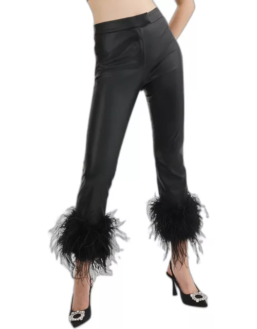 Pagetta Cropped Faux-Leather Flare Pant