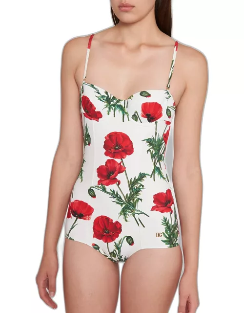 Poppies Underwire One-Piece Swimsuit