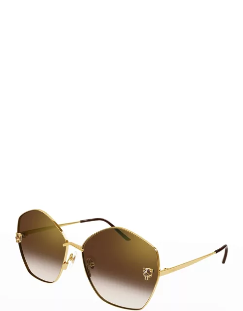 Panther Rounded Geometric Metal Sunglasse