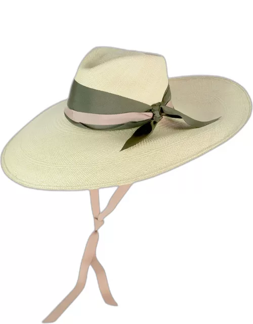 Straw Extra-Long Brim Hat With Bow Band