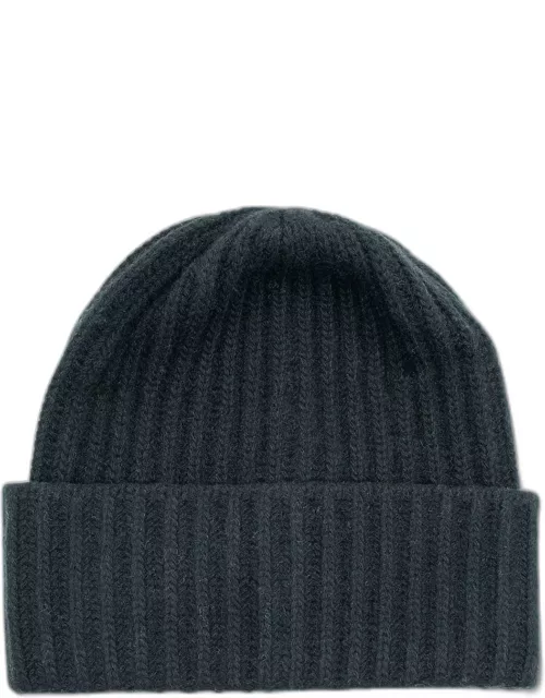 Ribbed Slouch Cuff Cashmere Beanie