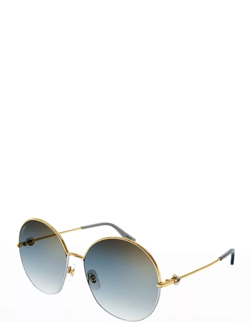 Two-Tone Knotted Round Metal Sunglasse