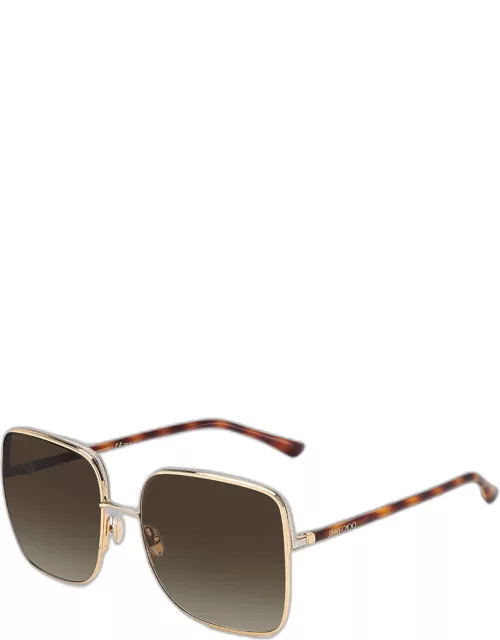 Alianas Glitter Rim Square Stainless Steel Sunglasse