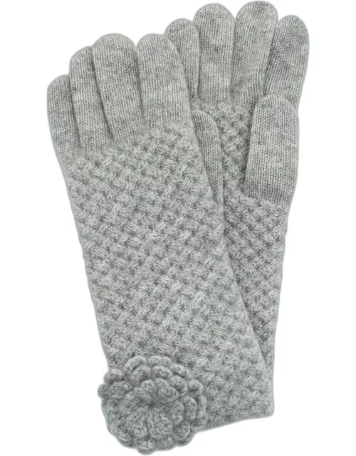 Basketweave Rosette Cashmere Glove
