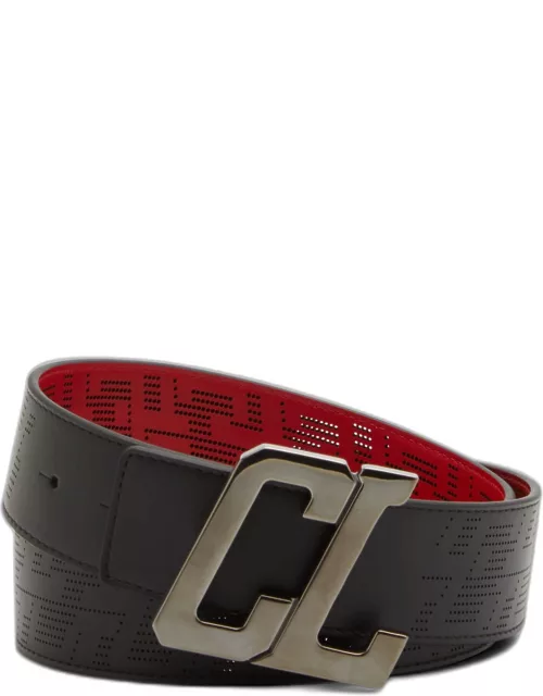 Men's Happy Rui Perforated Leather CL-Logo Belt