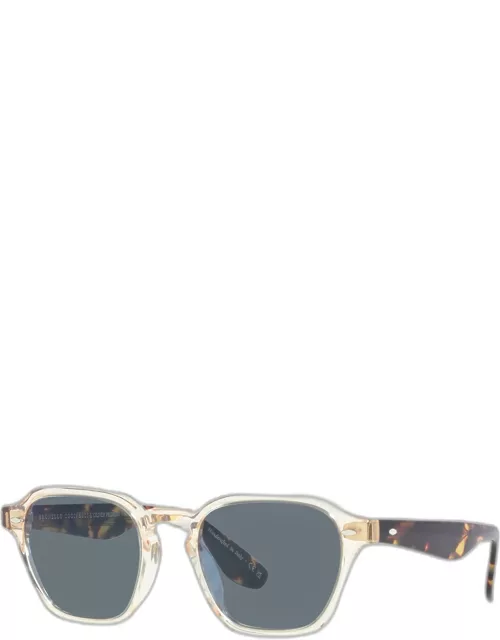 Polarized Two-Tone Round Acetate Sunglasse