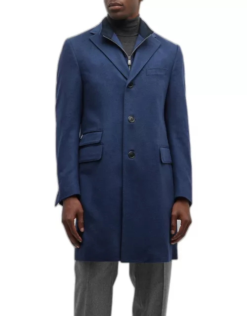 Men's Solid Wool Topcoat with Liner