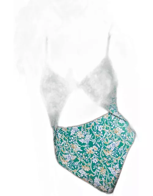 Aniston Floral-Print Cutout One-Piece Swimsuit