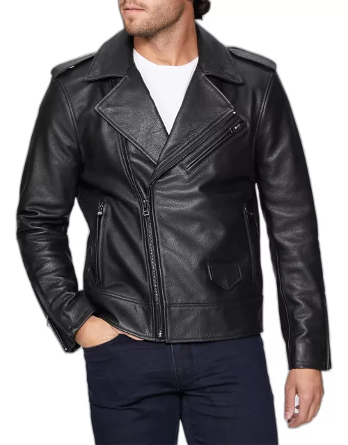 Men's Newsom Pebbled Leather Moto Jacket