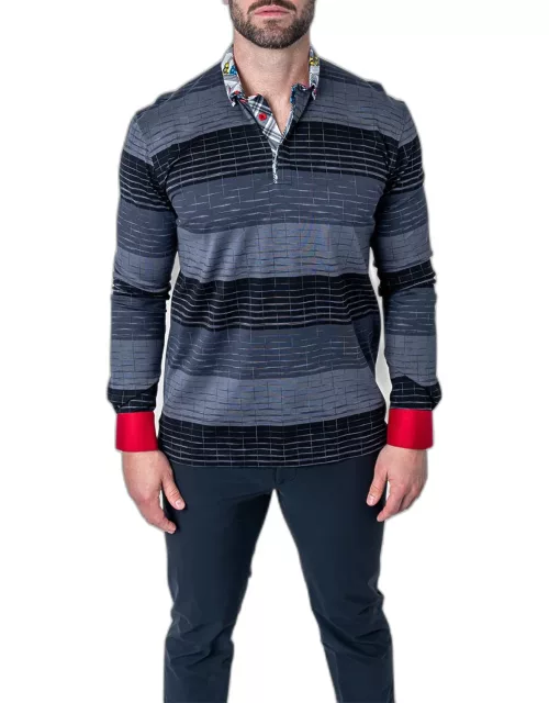 Men's Newton Striped Contrast-Trim Polo Shirt