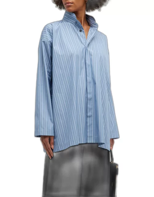 Striped Button-Front A-Line Shirt