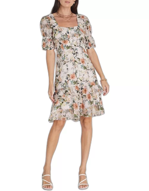 Floral Samantha Puff-Sleeve Mini Dres