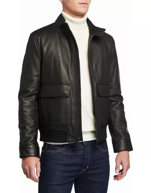 Men's Leather Zip-Front Jacket
