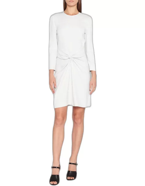 Ruched Long-Sleeve A-Line Dres