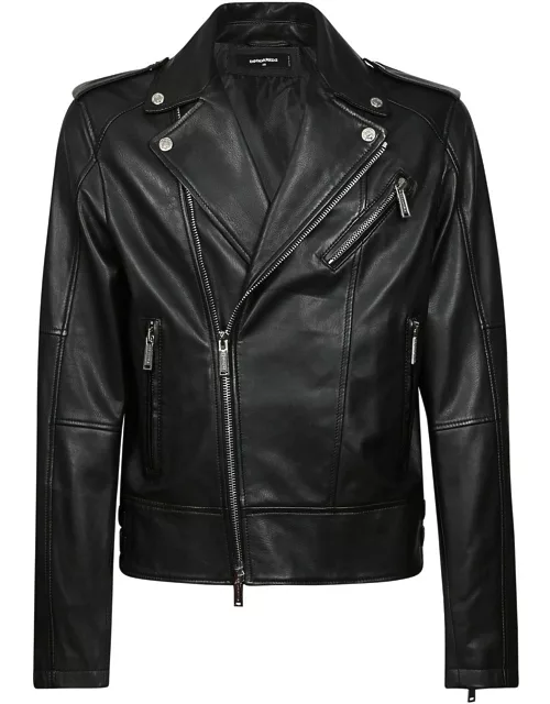 Dsquared2 Zipped Leather Biker Jacket