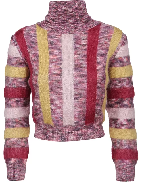Dsquared2 Stripe Crop Turtleneck Sweater