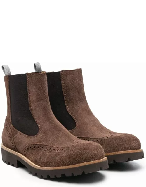 Eleventy Brown Leather Ankle Boot