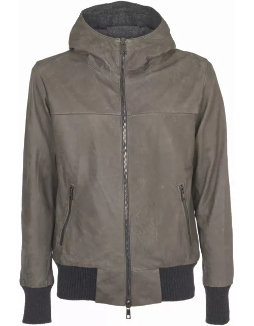 Giorgio Brato Grey Genuine Leather Jacket