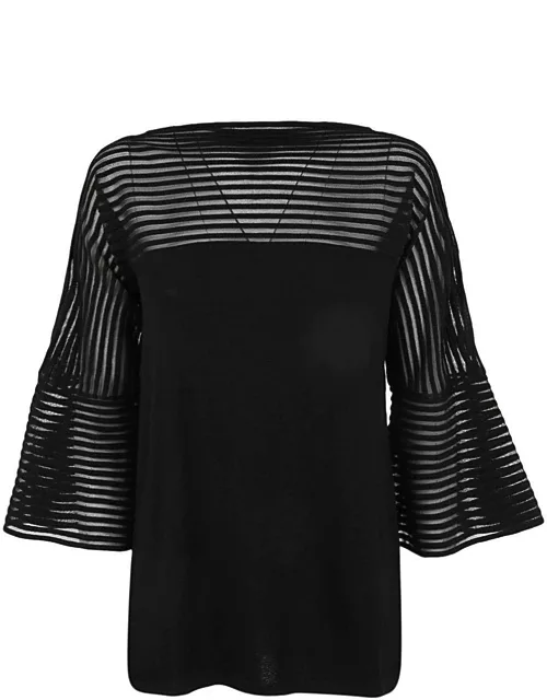 Alberta Ferretti Sheer-striped Knitted Top