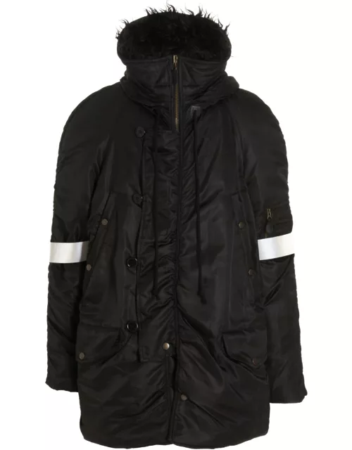 MM6 Maison Margiela Hooded Down Jacket With Reflective Band