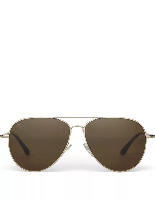 TOMS Sunglasses Brown/Gold Hudson Shiny Gold Frame Solid Brown Polarized Len