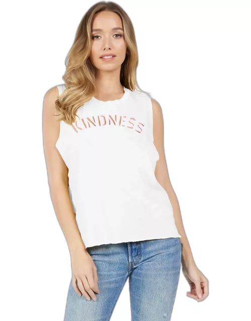 Dom Tank w/ Kindness Embroidery - White