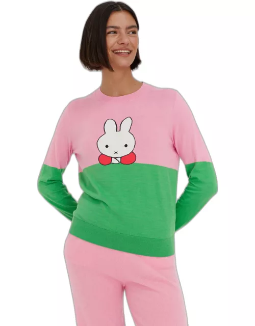 Pink Cotton Colour-Block Miffy Sweater