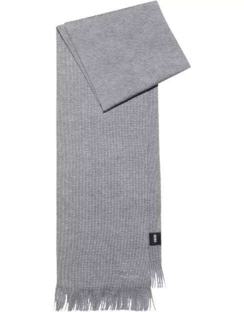 BOSS Logo-embroidered Wool Scarf Grey